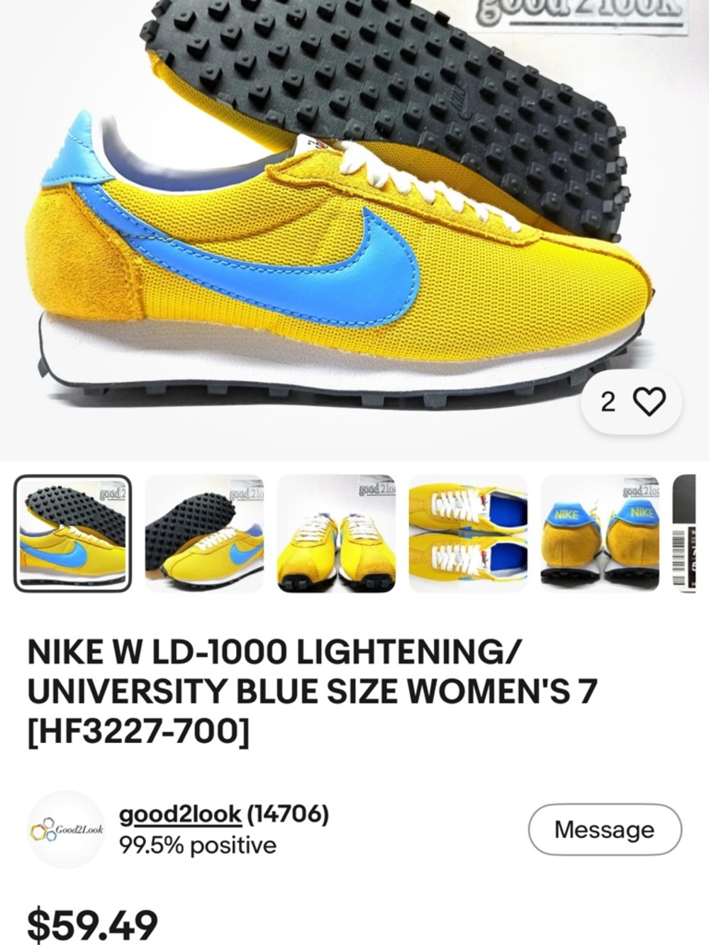 Nike Yellow and University Blue LD-1000 Sneakers .Women’s size 7 /Mens size 5.5 - Picture 8 of 8